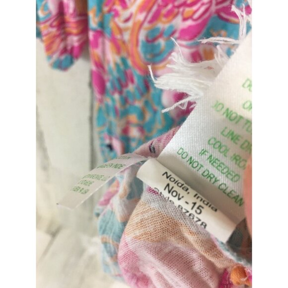 Lilly Pulitzer Sz S Alia Swim Coverup Dress Peel and Eat Flamingo with Fringe - Picture 10 of 14